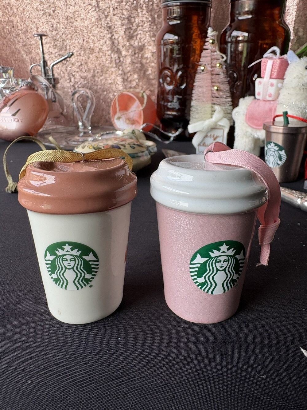 Set Of Starbucks Ornaments Holiday Mini Ceramic Cup